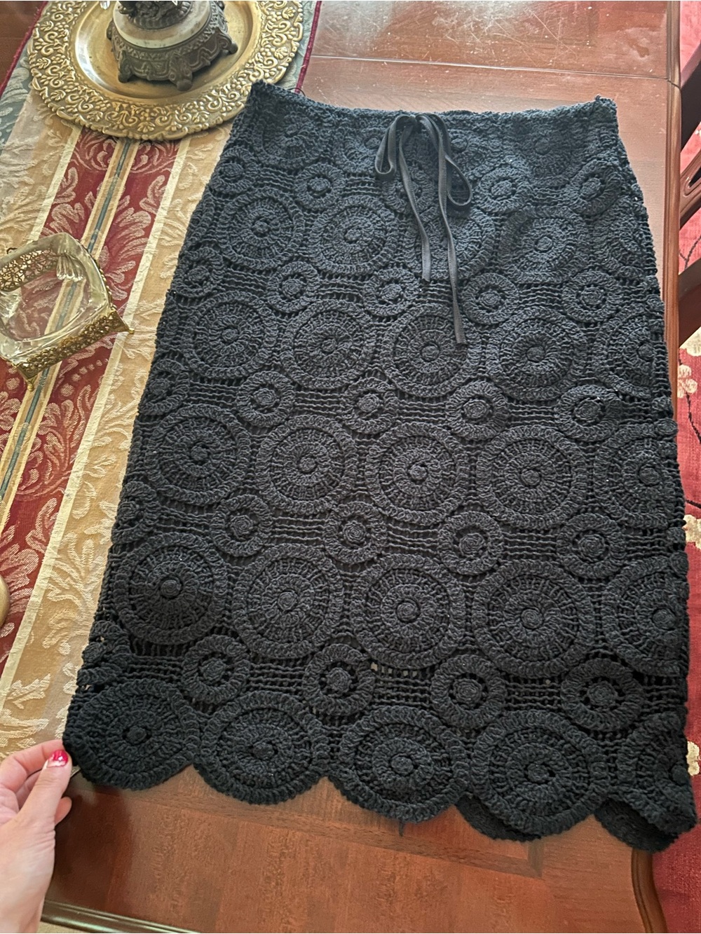Black Crochet Pencil Skirt - Brand Unknown
